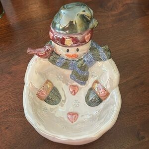 Ganz Snowman with Bird Candy Dish